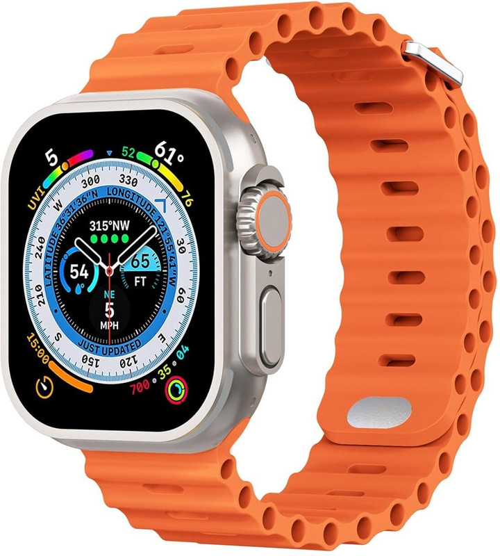 CHG T800 Ultra Biggest Display Smart Watch with Bt Calling Wireless Charge 42 mm Silicone Watch Strap(Orange)