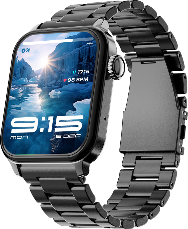 GOBOULT Drift 2, 15 days Battery life, 1.83'' HD Screen, 500Nits Brightness Smartwatch(Metal Black Strap, Free Size)