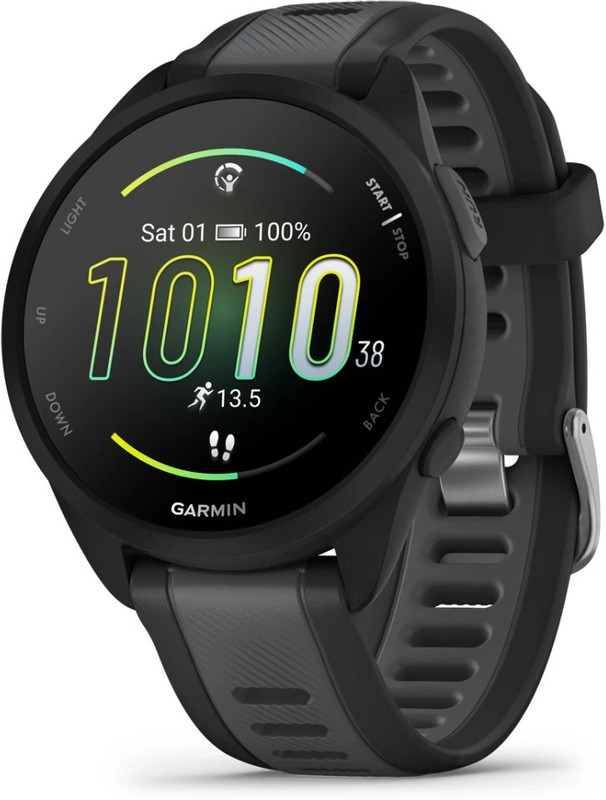 GARMIN Forerunner 165 Black (A04714) Smartwatch(Black & Salte Gray Strap, Free Size)