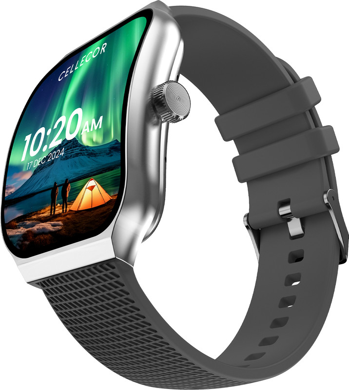 Cellecor RISE 2.01" Curved HD Display | 800 NITS| AOD| BT-Calling| AI Voice Assistance Smartwatch(Black Strap, Free Size)