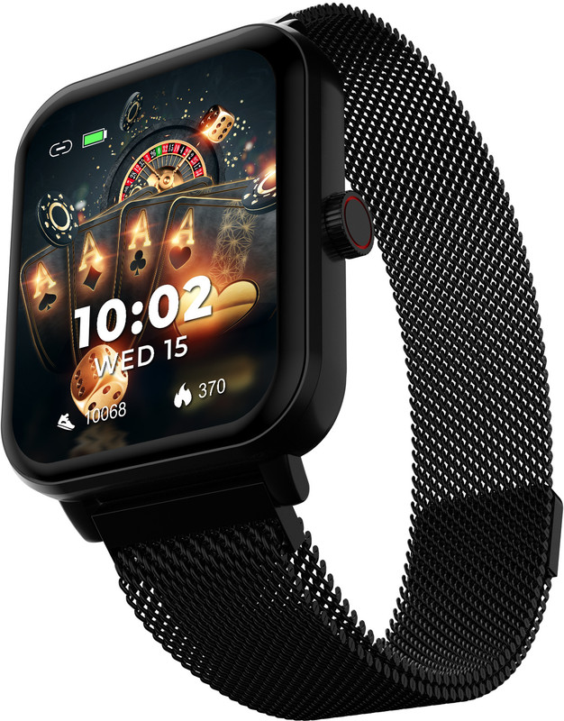 beatXP Marv Ace 1.85'' HD BT Calling, Metal Magnetic Strap with IP67 Smartwatch(Copper Black Strap, Free Size)