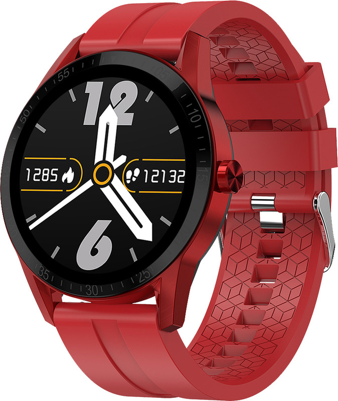 Fire-Boltt Talk 32.5mm (1.28) Bluetooth Calling with SpO2, Metal Body & Luxury Design Smartwatch(Deep Red Strap, L)