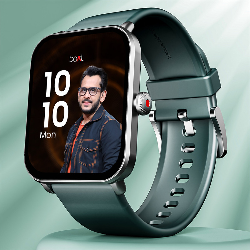 boAt Wave Fury with 1.83'' HD Display, Bluetooth Calling & Functional Crown Smartwatch(Green Strap, Free Size)