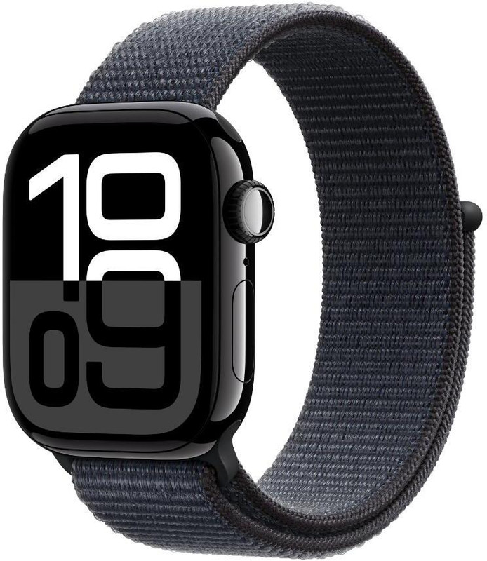 Apple Watch Series 10 GPS 42mm Jet Black Aluminium with Ink Sport Loop(Ink Strap, Free Size)