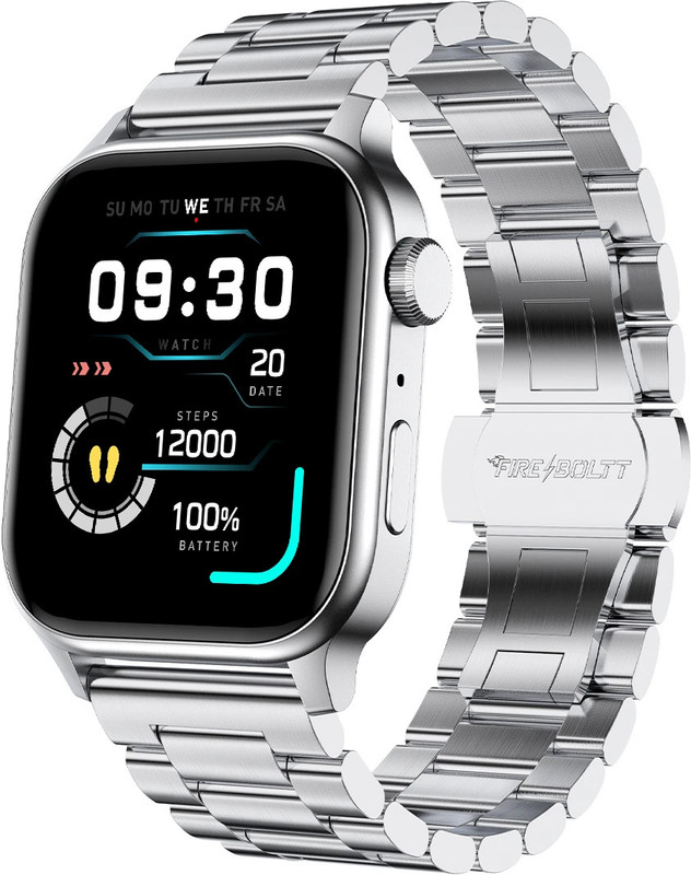 Fire-Boltt Rise Luxe Stainless Steel Luxury, 47mm (1.85) Display, Games, 120+ Sports Smartwatch(Silver Strap, Free Size)