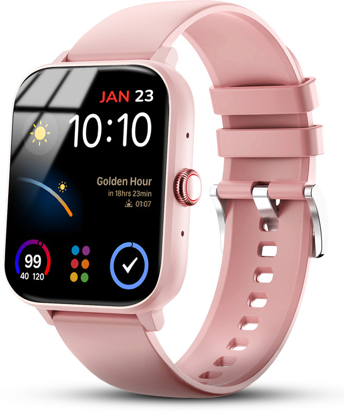 Nervfit Vibe 1.85" TrueColor+ Super HD, BT Calls, Waterproof, HR, BP, Sleep Tracking Smartwatch(Orchid Pink Strap, Free size)