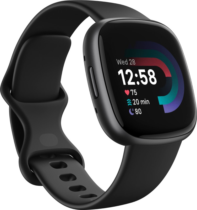 FITBIT Versa 4 Fitness Watch 6-Month Membership Smartwatch(Black Strap, S,L)