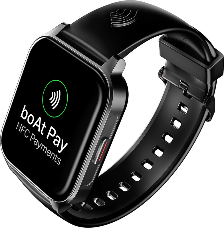 boAt Wave Fortune with Secure Payment Option(NFC), 1.96''(4.9cm) Screen, BT Calling Smartwatch(Active Black Strap, One Size)