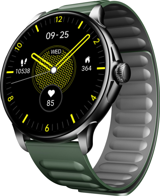 boAt Lunar Oasis w/TBT Navigation,Dynamic UI,1.43''(3.6 cm) AMOLED Display & QR Tray Smartwatch(Olive Green Strap, One Size)