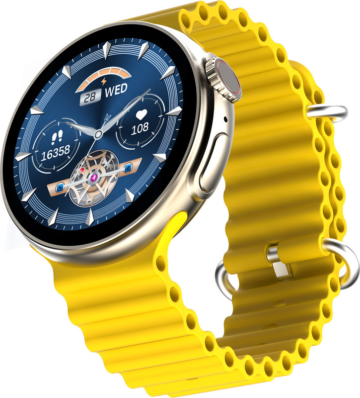 Fire-Boltt Cyclone Pro, 36.3mm (1.43) AMOLED display, 466*466 px resolution, 123 Sports Smartwatch(Yellow Strap, Free Size)
