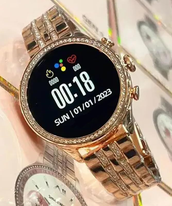 U.S. CROWN smart for girls and ladies gen 9 with infinity dispaly & bt calling Smartwatch(rose gold, pink Strap, free)
