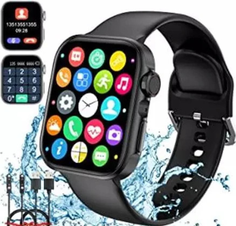 RLS PulseWave Smart Band Watch T500 T800 Men BT Call X8 Ultra Smartwatch(Black Strap, Free Size)