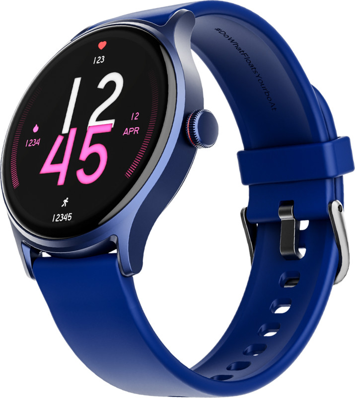 boAt Lunar Vista w/ 3.8 cm(1.52") AuraVue AOD Display, BT Calling, Functional Crown Smartwatch(Deep Blue Strap, Free Size)