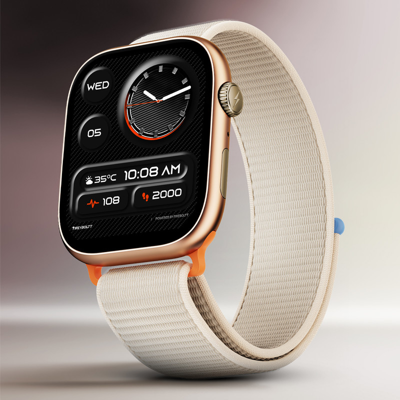 Fire-Boltt Rise X 1.96 HD Display, Wireless Charging, Rotating Crown, Bluetooth Call Smartwatch(Starlight Strap, Free Size)