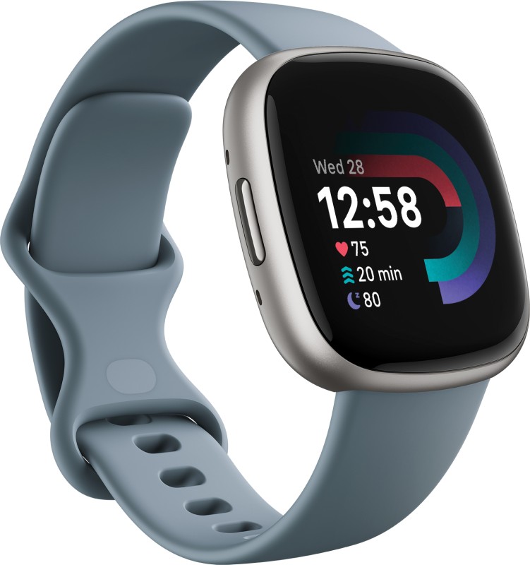 FITBIT Versa 4 Fitness Watch 6-Month Membership Smartwatch(Blue Strap, S,L)