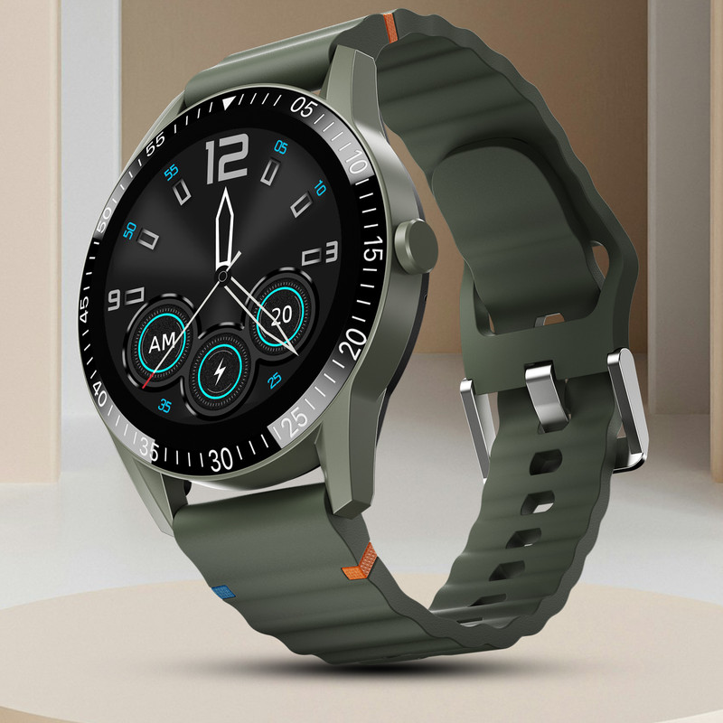 Fire-Boltt Talk 35.3mm (1.39) Bluetooth Calling with SpO2, Metal Body & Luxury Design Smartwatch(Green Wave Strap, Free Size)