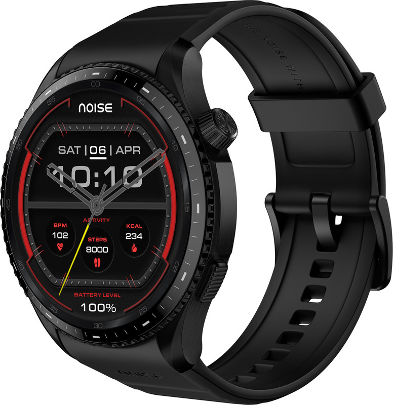 Noise Halo 3 1.43 AMOLED Display, 1000NITS Brightness, Premium Metal Design Smartwatch(Rich Black Strap, Regular)