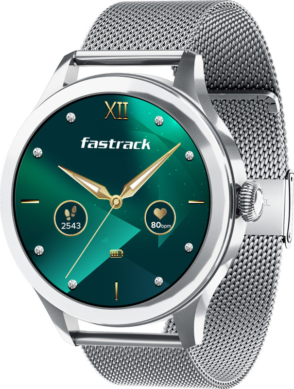 Fastrack Noi Pro-1.19''|Women's Fashion|AMOLED|AOD|1000 NIS|Functional Crown|BT Calling Smartwatch(Silver Strap, Free Size)