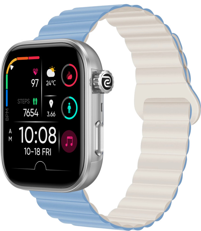 Noise Pro 6 1.85'' Amoled Dispay with A Watch Faces & AI Companion Smartwatch(Ice Blue Strap, Regular)