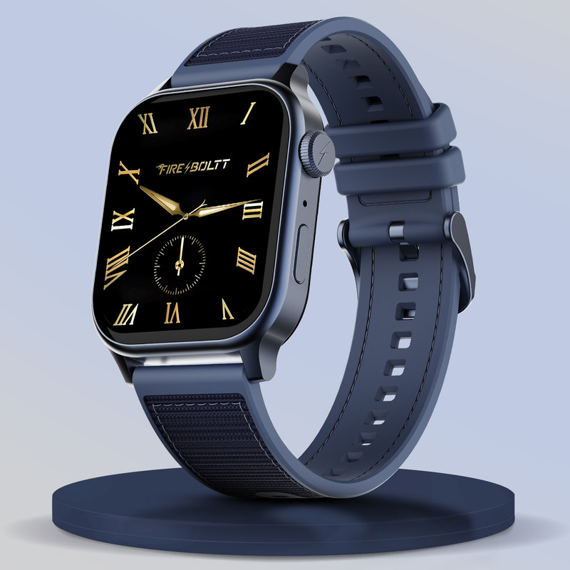 Fire-Boltt Rise Force 1.85 BT Calling, Nylon Fluoroelastomer Hybrid Strap Rotating Crown Smartwatch(Ocean Navy Strap, Free Size)
