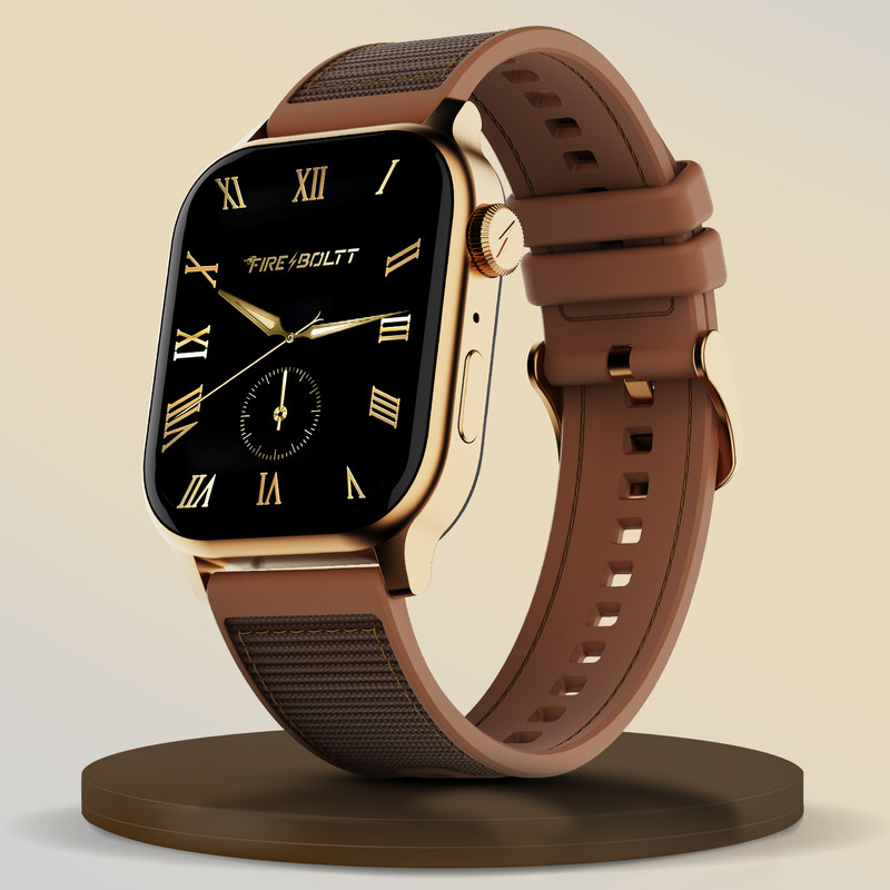 Fire-Boltt Rise Force 1.85 BT Calling, Nylon Fluoroelastomer Hybrid Strap Rotating Crown Smartwatch(Soft Rose Strap, Free Size)