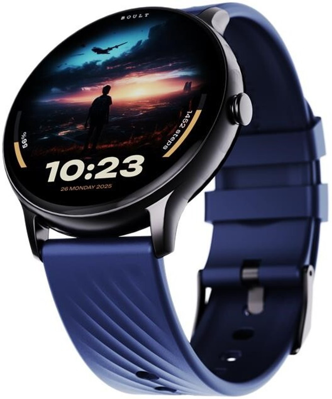 GOBOULT Dire 1.38'' 2.5D HD Display, 500Nits Brightness, 250+ Watch Faces Smartwatch(Silver Strap, Free Size)