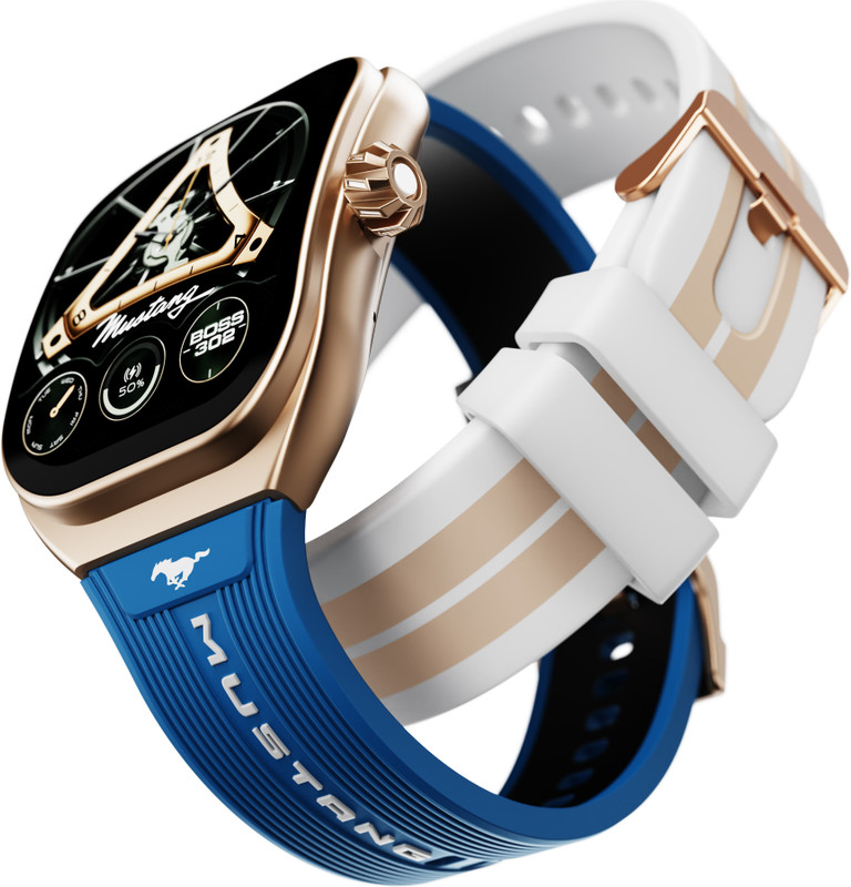 GOBOULT Mustang Muscle 2.01 inch HD 3D Screen, Extra Strap, Premium Crown, 600Nits, IP68 Smartwatch(Frost Strap, Free Size)