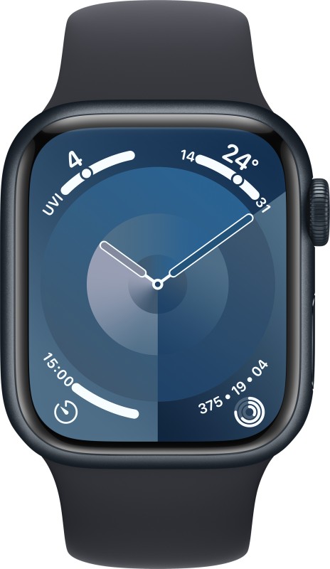 Apple Watch Series 9 GPS 41mm Midnight Aluminium Case with Midnight Sport Band - M/L(Midnight Strap, Free Size)