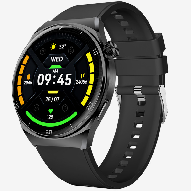 beatXP Vega X 1.43" AMOLED 466*466px Display One-Tap BT 5.2 Calling AI Voice Assistant Smartwatch(Electric Black Strap, Free Size)