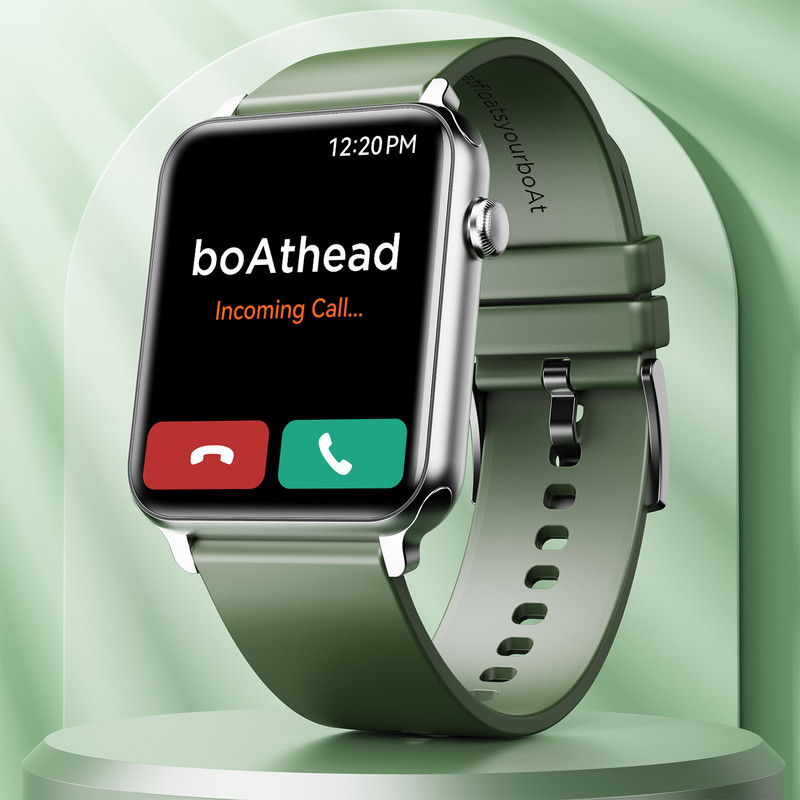 boAt Storm Call w/ 4.29 cm(1.69"), BT Calling & 550 Nits Brightness Smartwatch(Green Strap, Free Size)