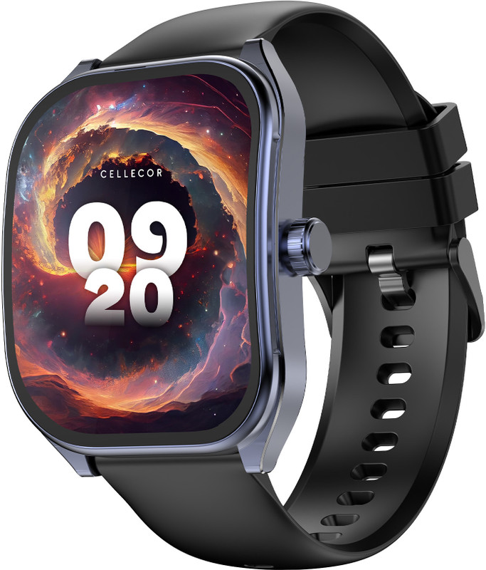 Cellecor RISE 2.01" Curved HD Display | 800 NITS| AOD| BT-Calling| AI Voice Assistance Smartwatch(Black Strap, Free Size)