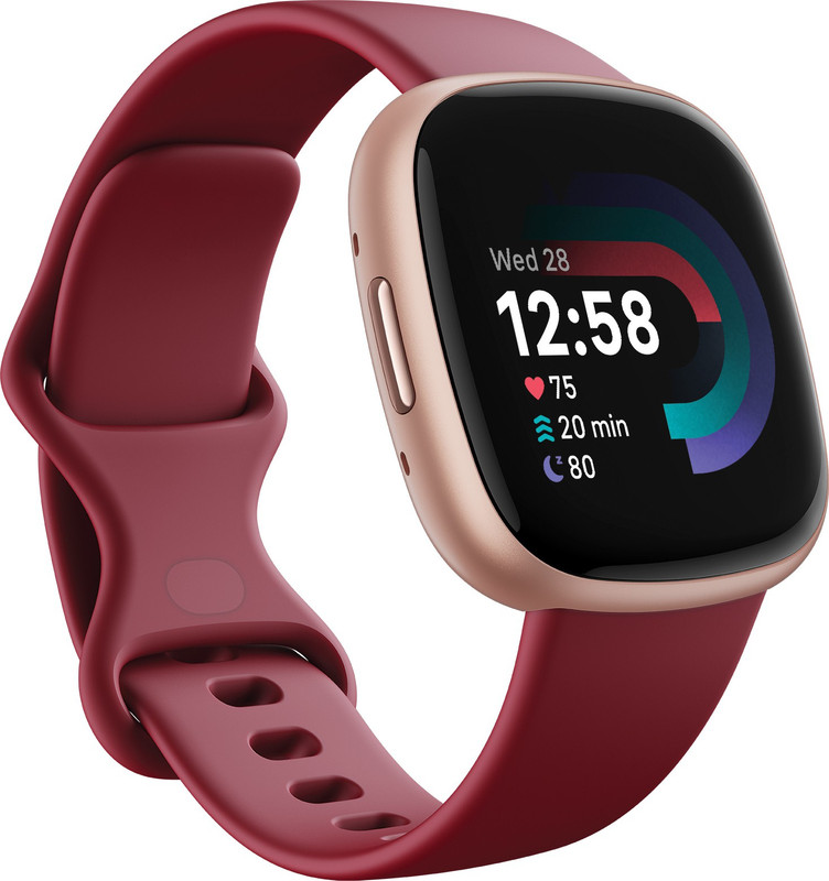 FITBIT Fitness Watch 6-Month Membership Smartwatch(Beet Juice Strap, L)