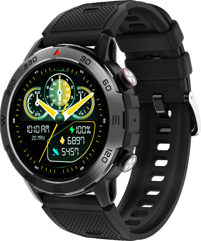beatXP 1.43'' Rugged Super AMOLED Display BT Calling, 100+ Sports Modes & IP67 Smartwatch(Electric Black Strap, Free Size)