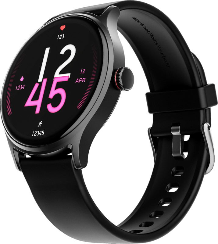 boAt Lunar Vista w/ 3.8 cm(1.52") AuraVue AOD Display, BT Calling, Functional Crown Smartwatch(Active Black Strap, Free Size)