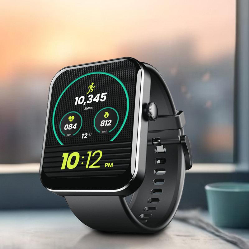boAt Wave Flex Connect w/ 4.64 CM(1.83") HD Display,BT Calling & Premium Metal Design Smartwatch(Active Black Strap, Free Size)