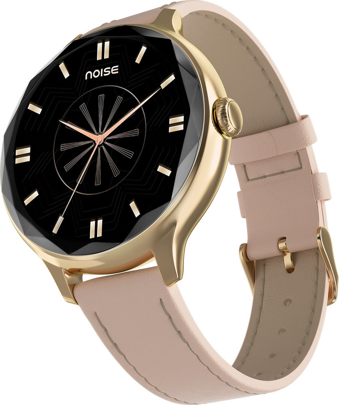 Noise Diva Diamond-cut Dial, AMOLED Display, Glossy Metallic Finish Smartwatch(Rose Pink Strap, Regular)