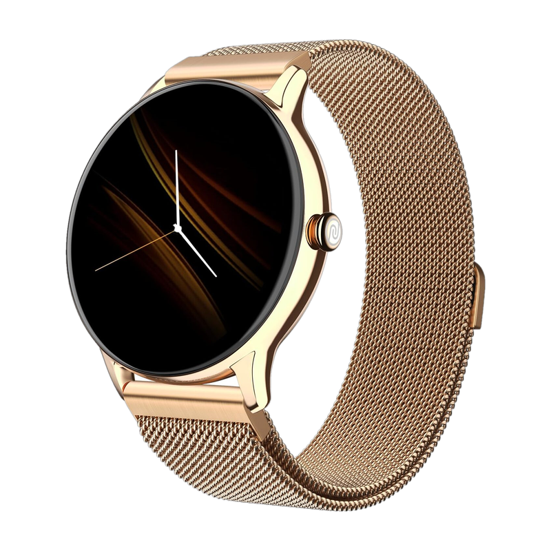 Noise Crew Go with 1.39" Display, BT Calling with Metal Strap and 7 Days Battery Life Smartwatch(Gold Link Strap, Regular)
