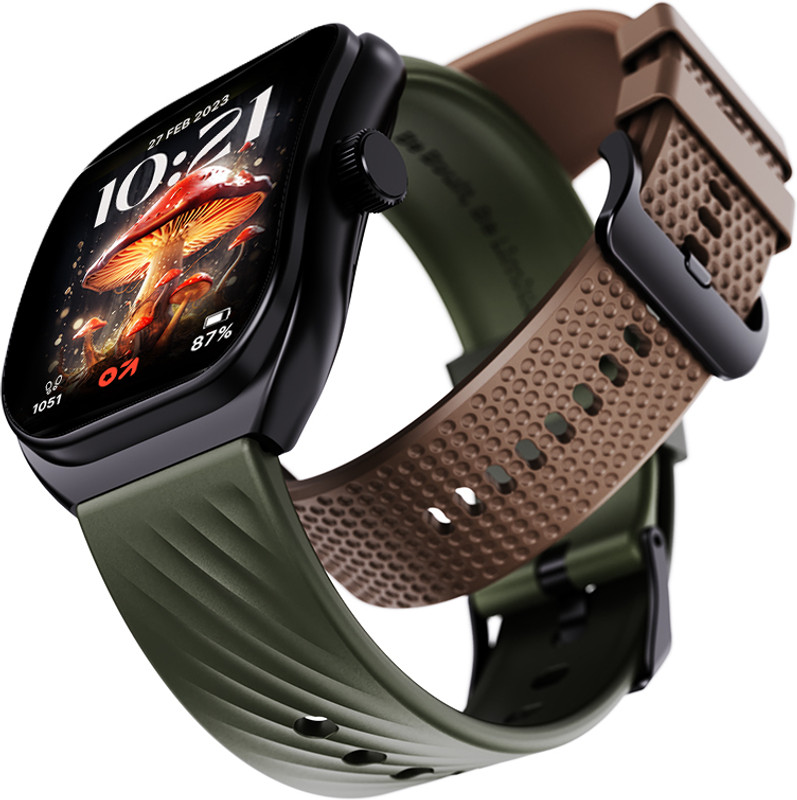GOBOULT Trail 2.01'' 3D Curved HD Display, Working Crown, Health Monitor, IP68 Smartwatch(Metal Black Strap, Free Size)
