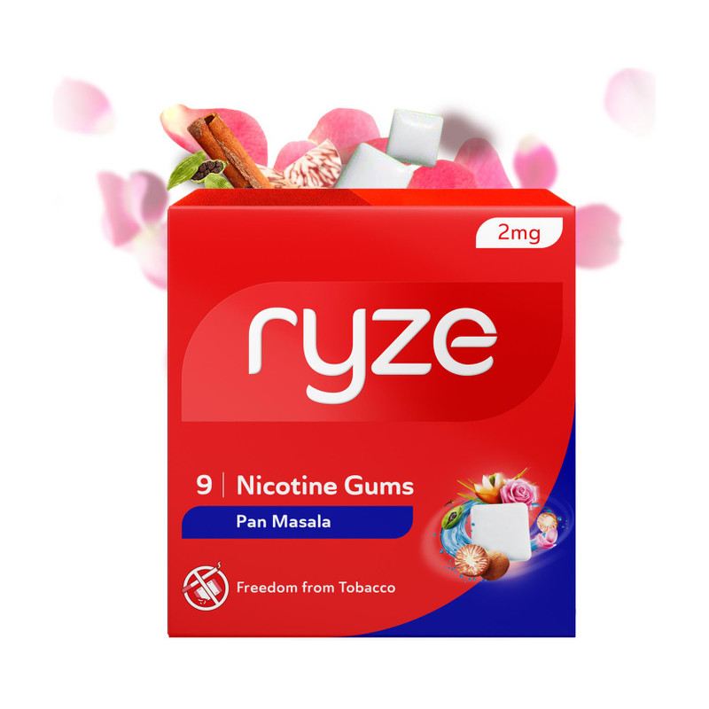 Ryze Nicotine Gum 2mg (Pan Masala) | 9 Gums Smoking Cessations(Pack of 5)