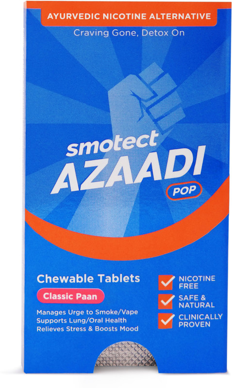 SMOTECT AZAADI POP | 4 Hour Craving Relief | Nicotine-Free | FDA Approved | Classic Paan Smoking Cessations(Pack of 30)