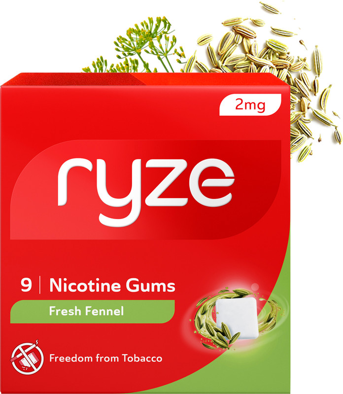 Ryze Nicotine Gum 2mg (Fresh Fennel) | 9 Gums Smoking Cessations(Pack of 3)