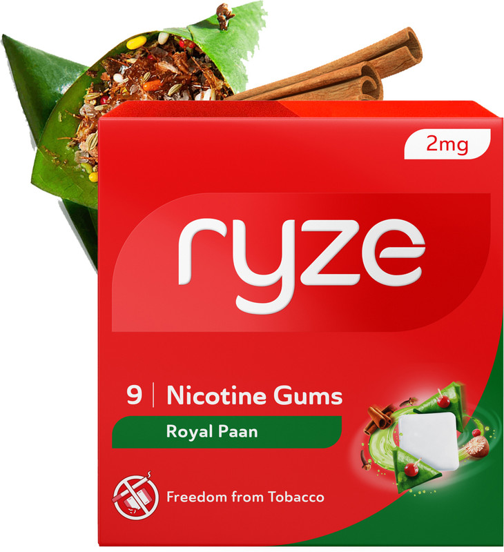 Ryze Nicotine Gum 2mg (Royal Paan) | 9 Gums Smoking Cessations(Pack of 3)