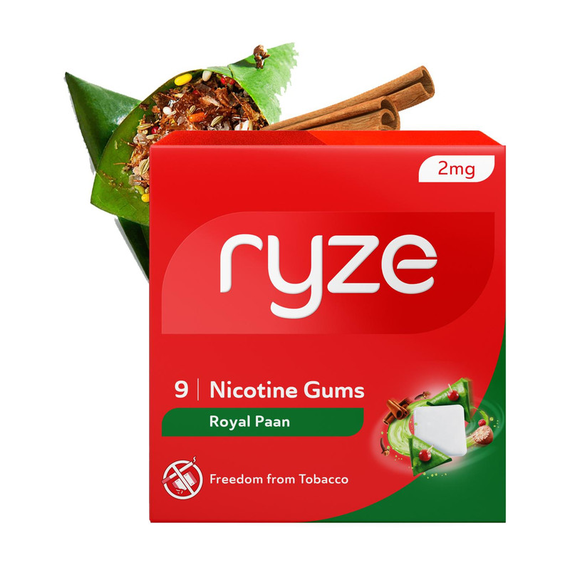 Ryze Nicotine Gum 2mg (Royal Paan) | 9 Gums Smoking Cessations(Pack of 5)