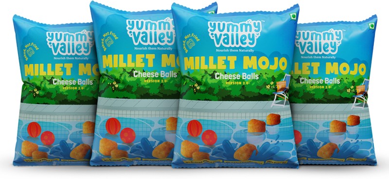 Yummy Valley Millet Mojo Cheese Balls | Healthy & Guilt Free Snacks for Kids & Adults(4 x 25 g)