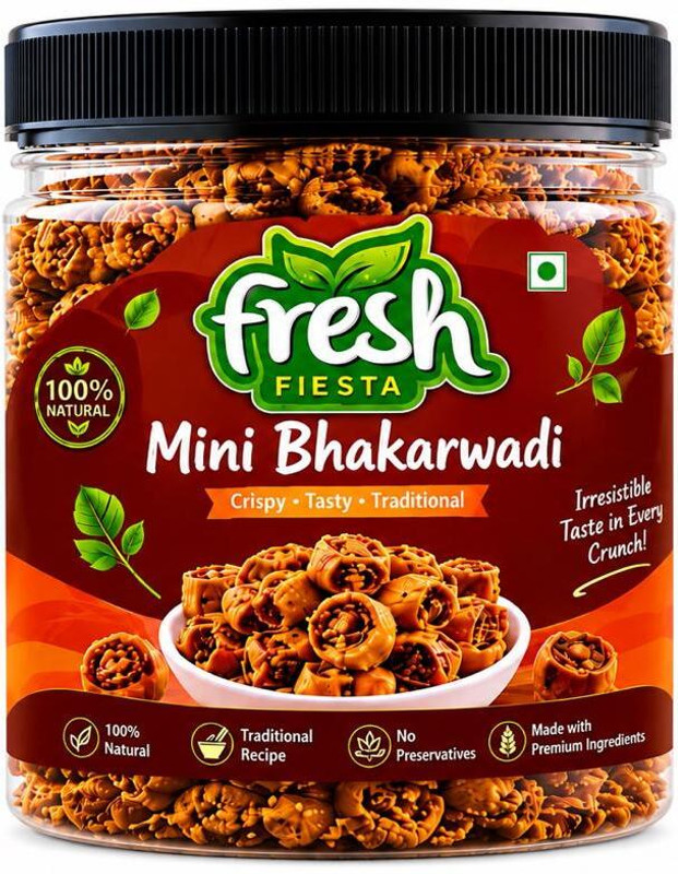 Fresh Fiesta Mini Bhakarwadi | Crispy & Spicy Maharashtrian Snack | Authentic Traditional Bhakarwadi(500 g)