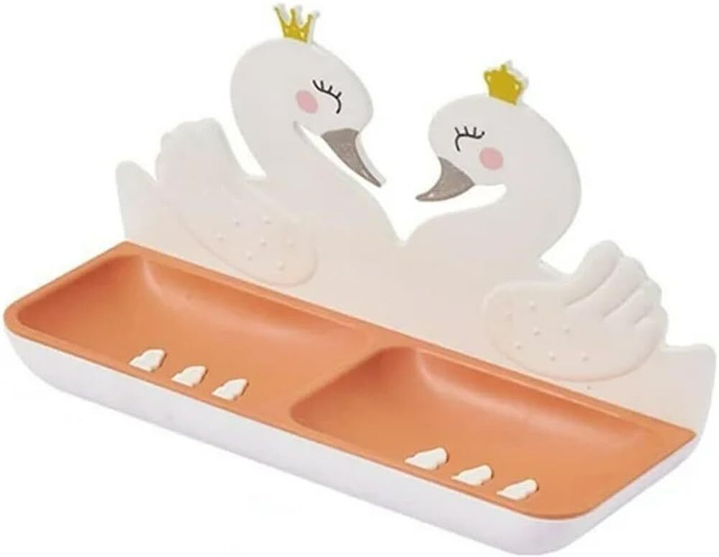 SKOFRI Swan Shape Soap Holder Soap Saver Household Wall-Mounted Drain Soap Box(Multicolor)