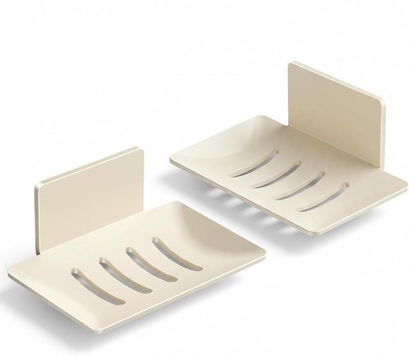 HEXONIQ Wall Mounted Soap Dish Self-Adhesive Soap Holder with V-Shaped(White)