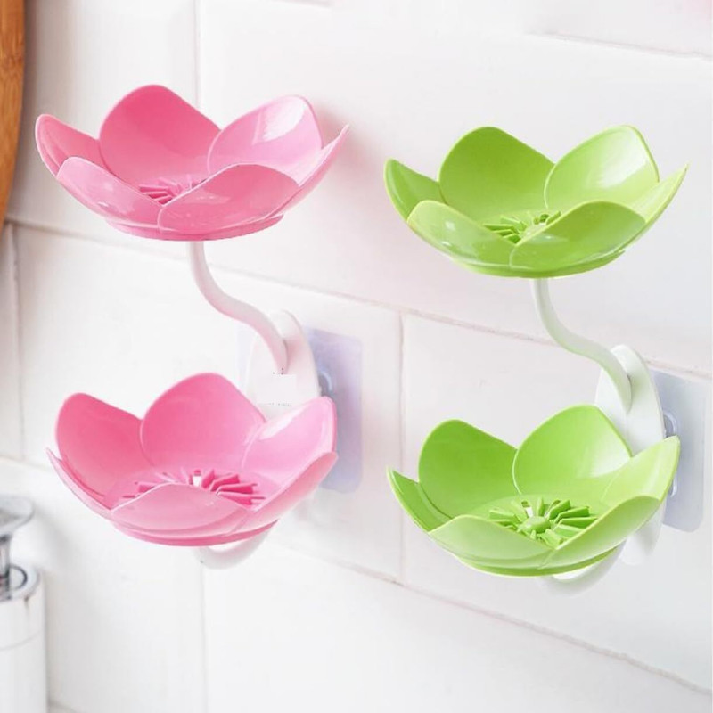 Krinmay Double Layer Lotus Soap Box – Quick Dry Drain Case (Pack of 2)(Multicolor)