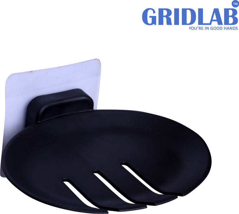 Gridlab Adhesive Sponge No-Drilling Soap Holder Stand Bathroom and Kitchen(Black)