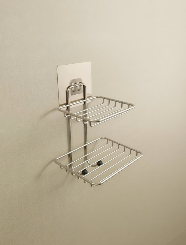 BloomKitchen 2 Layer Stainless Steel Soap Doish(Silver)